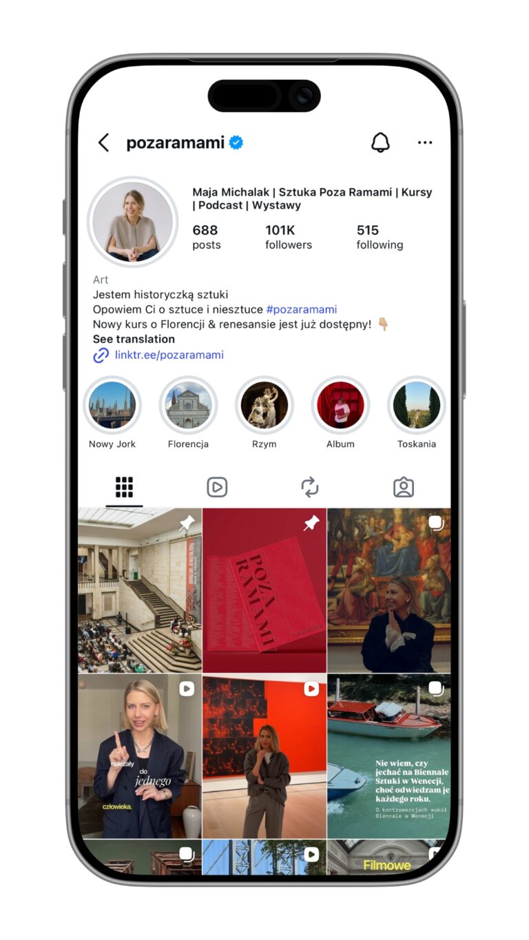 Profil Poza Ramami na Instagramie – Maja Michalak, historyczka sztuki